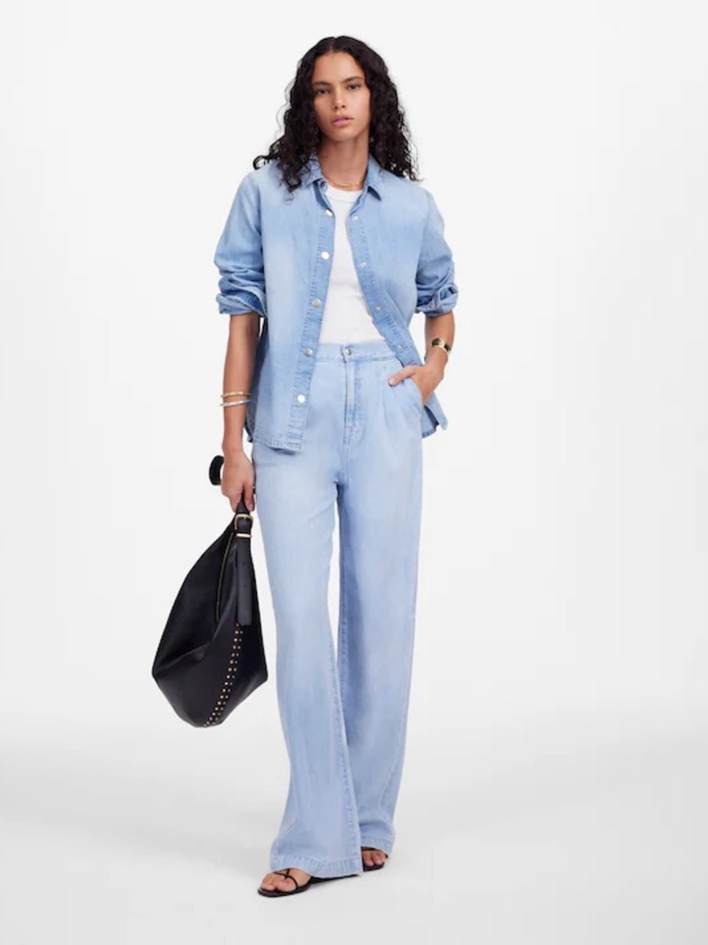 Madewell the Harlow Wide Leg Trouser Jean Light Wash